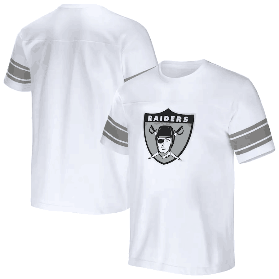 Men's Las Vegas Raiders White x Darius Rucker Collection Football Striped T-Shirt Men's Las Vegas Raiders White x Darius Rucker Collection Football Striped T-Shirt